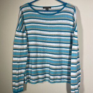 Tommy Bahama Women's LS Stripe Linen Blend Lightweight Top Medium!